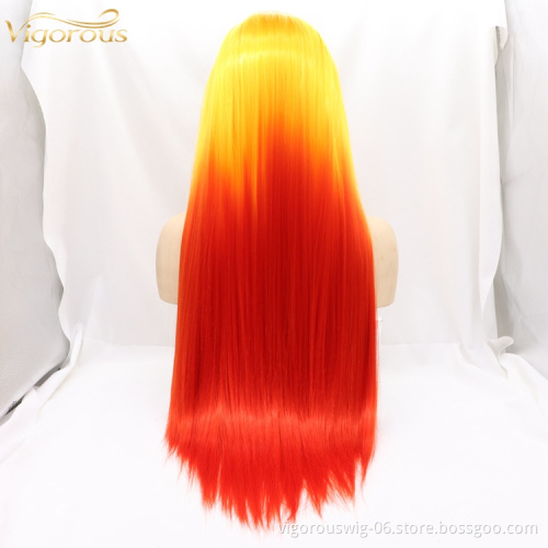 Vigorous natural hairline ombre fiber premium futura high quality wholesale prices free part synthetic lace front wigs